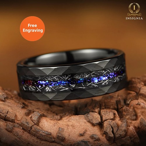 Hammered meteorite ring mens - ring,,