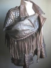 Vintage leather biker jacket - leather,