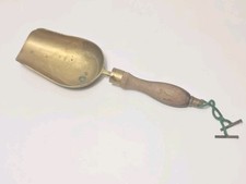 Vintage Small Solid Brass Candy/Nuts/Grain Scoop with Brown Wooden Handle 