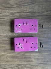 Electric Double Wall Socket 13Amp with Switched UK Plug- pink, with screws