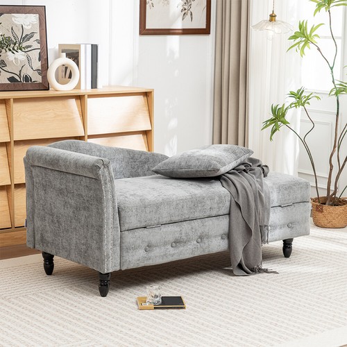 Modern grey chenille chaise - modern,