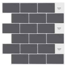 18X  3D Premium Self Adhesive Wall Tiles Backsplash 12"x12" Dark Grey