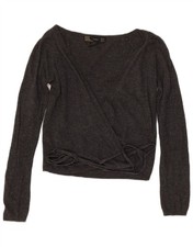 ZARA Womens Crop Wrap Cardigan Sweater UK 12 Medium Grey DB11