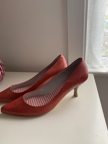 Beautiful leather coral red - leather, coral/red