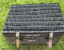 Harvey Nichols Black Wicker Storage Hamper Picnic Basket - 50x36x21cm