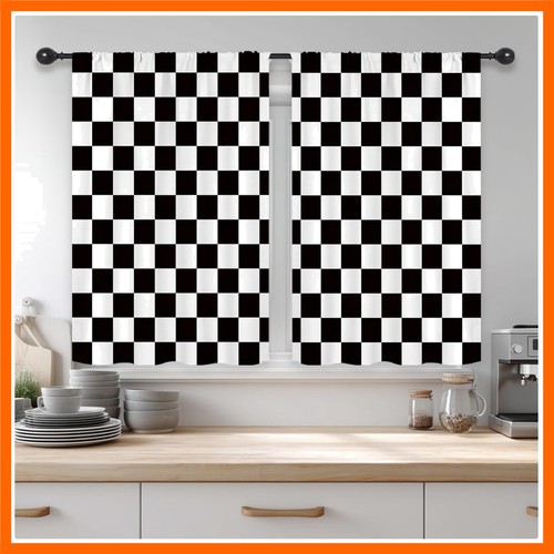Checkered black white abstract - black,
