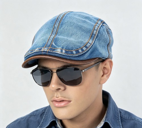 Men denim flat cap newsboy - men's,