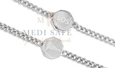 WATERPROOF SOS BRACELET MEDICAL/ALLERGY INFO TAG STAINLESS STEEL TALISMAN SILVER