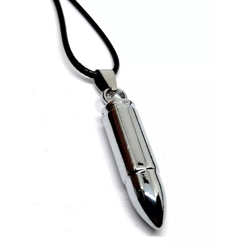 Silver bullet pendant necklace - bullet,