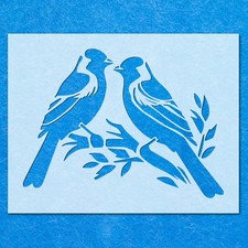 Love Birds Sitting Perched Branch Stencil: Life Airbrush Wall Art Crafts , DIY