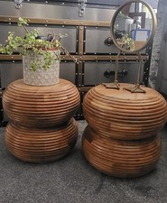pair of Kyra Totem Mangowood Side Tables