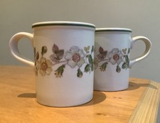 x2 Marks & Spencer Vintage Stoneware ‘Autumn Leaves’ Mugs 1418/3820 VGC
