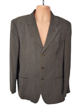 EMPORIO ARMANI BROWN BLACK ANTINEA BLAZER IT 48 UK 42  WOOL DOGTOOTH SUIT JACKET