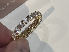QVC Yellow Gold Plated Sterling Silver Full Diamonique Eternity Ring UK N