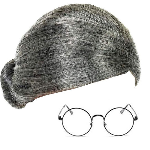 Grey granny wig - grey, &