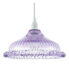 Modern Lilac Line Ribbed Glass Pendant Light Shade with Moulded Edge by Happy...