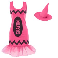 LADIES PINK CRAYON DRESS & HAT