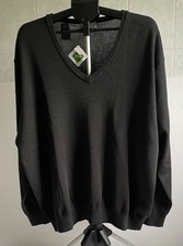 WOOL BLEND V-NECK JUMPER MENS UK SIZE 54"-56" CHEST BLACK BALMORAL KNITWEAR *NEW