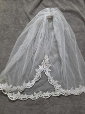New First Holy communion white embroidered Sheer veil girls childs