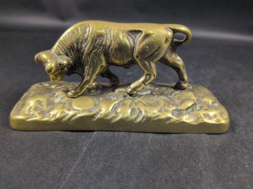 Vintage solid brass bull - solid,