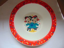 VINTAGE DISNEY CHRISTMAS MICKY, MINNIE MOUSE SMALL PLASTIC BOWL