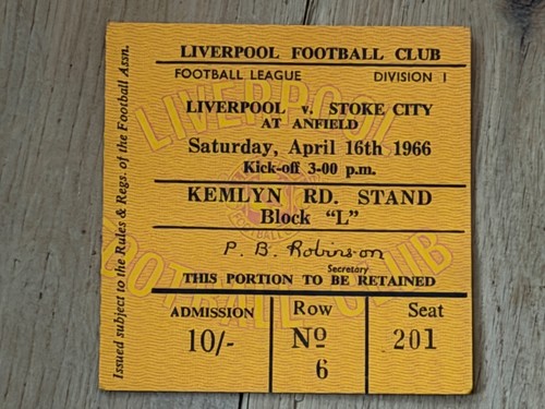 Ticket 1965 liverpool v - ticket, 1965/66