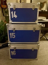 3x Heavy Duty Blue Flight Cases Road Trunks ATA Foam Lined Tool Storage Touring