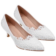 1 Pair Elegant Women High-heeled Shoes Shoes Wedding Footwear (White)