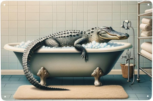 Quirky alligator bath time - alligator,
