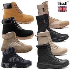 Mens Work Boots Military Shoes Army Combat Leather Suede Ankle Special Tactical