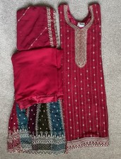 Crimson Sharara Suit Salwar Kameez Pakistani Indian