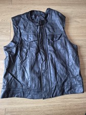 Black Leather Biker Waistcoat