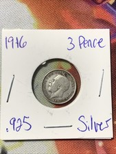 1916 Great Britain 3 Pence Silver Coin – George V – Sterling Silver
