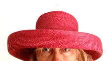 Laura Ashley Deep Pink Wide Brim Straw Hat