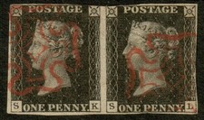 1840 penny black pair - gb,