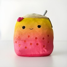 Squishmallows Kellytoy Squad 16" Bergit the Pink Boba Tea Plush Toy RRP 79