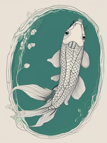 Koi fish line art continuous - koi,