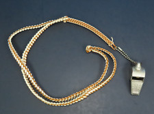 Vintage Acme Thunderer Brass Cork Ball Police Whistle Made in England w/ Lanyard