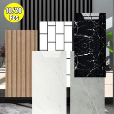 20Pcs PVC Wood&Marble Tiles Wall Sticker Self-Adhesive Stick On Kitchen Bathroom
