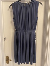 H&M pleated blue dress Size S uk 8-10