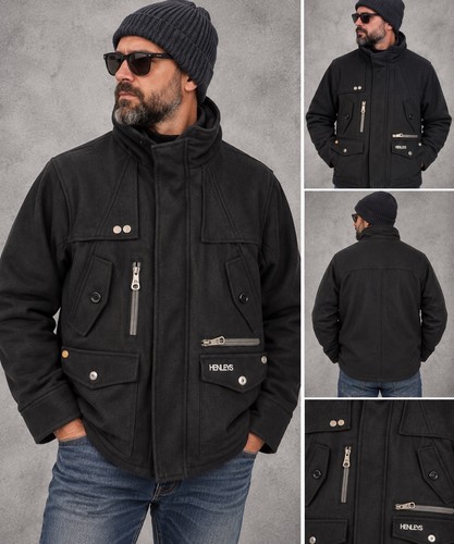 Henleys men black wool - henleys, men’s