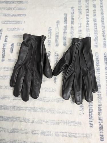 Dark brown leather gloves - leather, (m)
