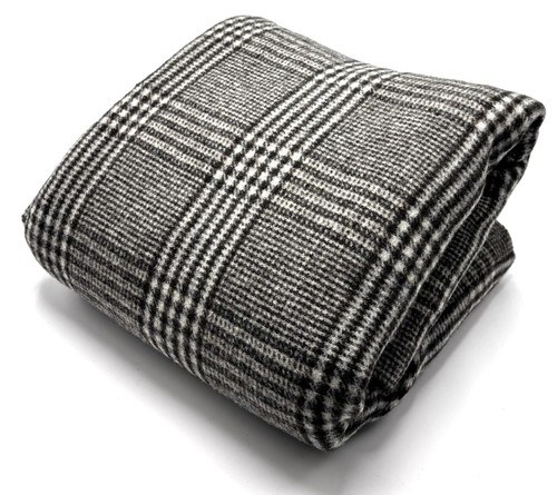 Grey brown check wool - grey,