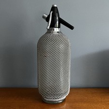 Vintage 1960s Soda Syphon Seltzer Bottle Wire Mesh Bar Decor Mid Century Retro