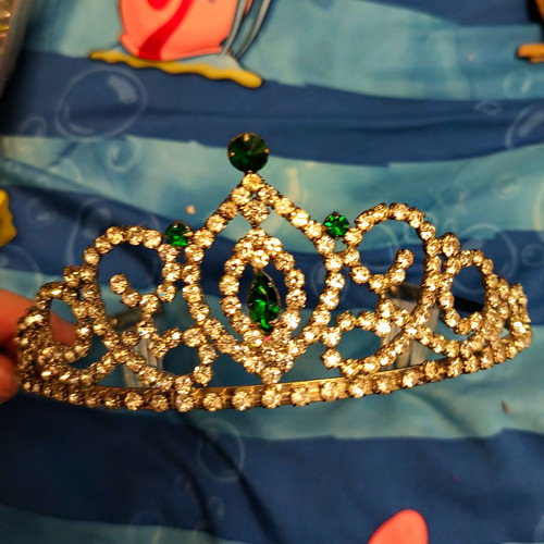 Silver tone metal tiara - tone,
