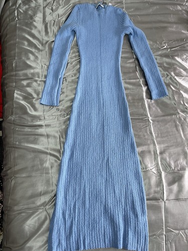 Zara blue ribbed knit - ribbed, sweater