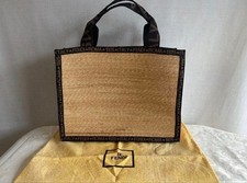 FENDI Raffia Straw Nylon Tote