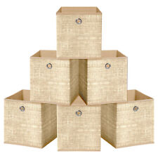 HEFTMAN Collapsible Storage Boxes Fabric Space Saver Beige 30x30x30cm (Set of 6)