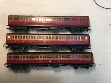 Tri-ang OO Gauge, 3x R747 LMS 2643- 2640 1st-3rd Composite Coaches, Maroon