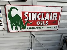 Antique style porcelain look Sinclair Dino Dealer Gas Pump Fill Service Sign
